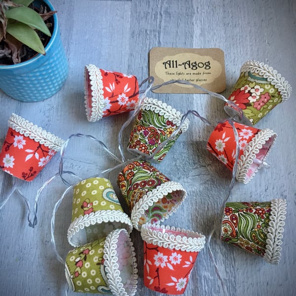 Mini Lampshade Fairy Lights - Retro Reds and Greens