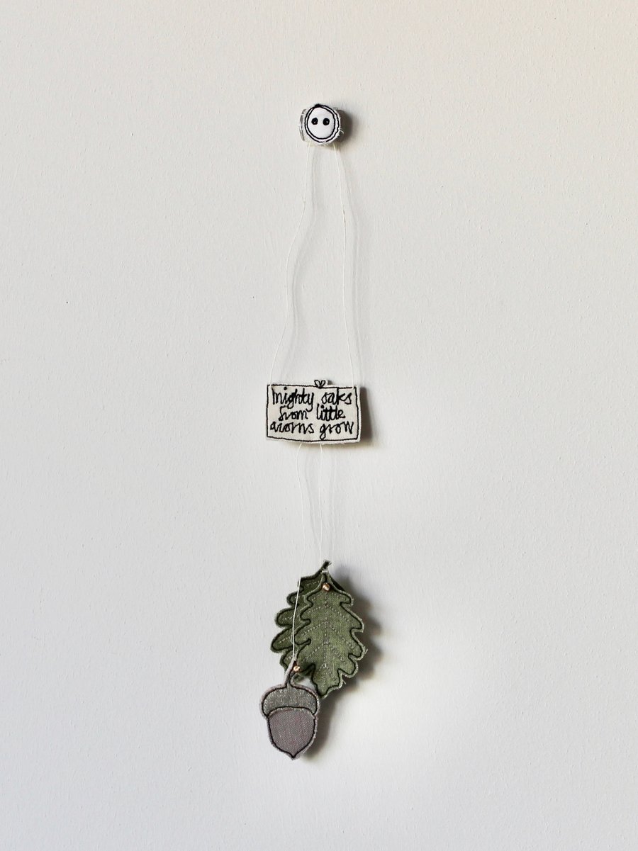 'Mighty Oaks from Little Acorns Grow' Two Leaves - Hanging Decoration