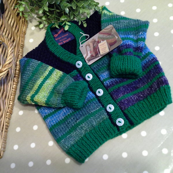 Baby Boys Multicoloured V Neck Cardigan  9-18 months size