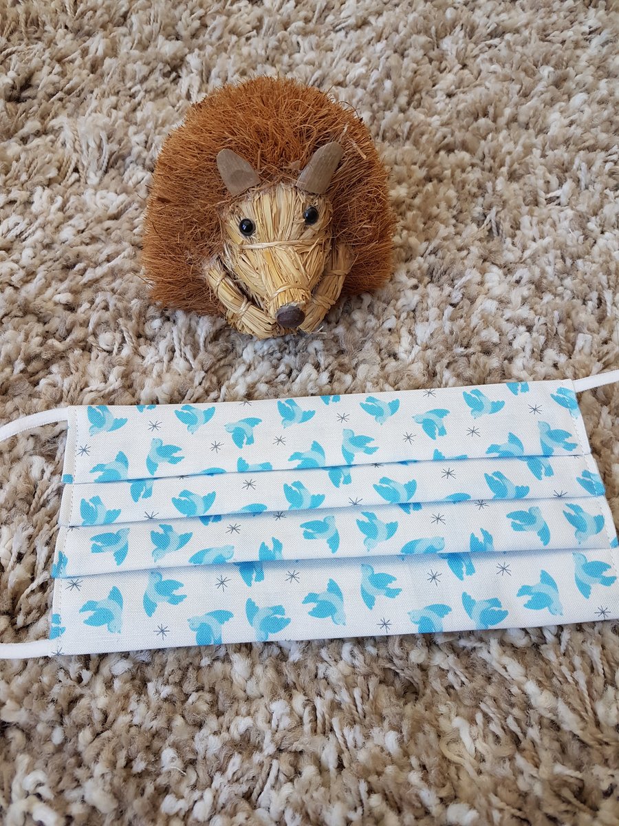 Small Adult or Teenager face covering - Tiny Blue Bird print