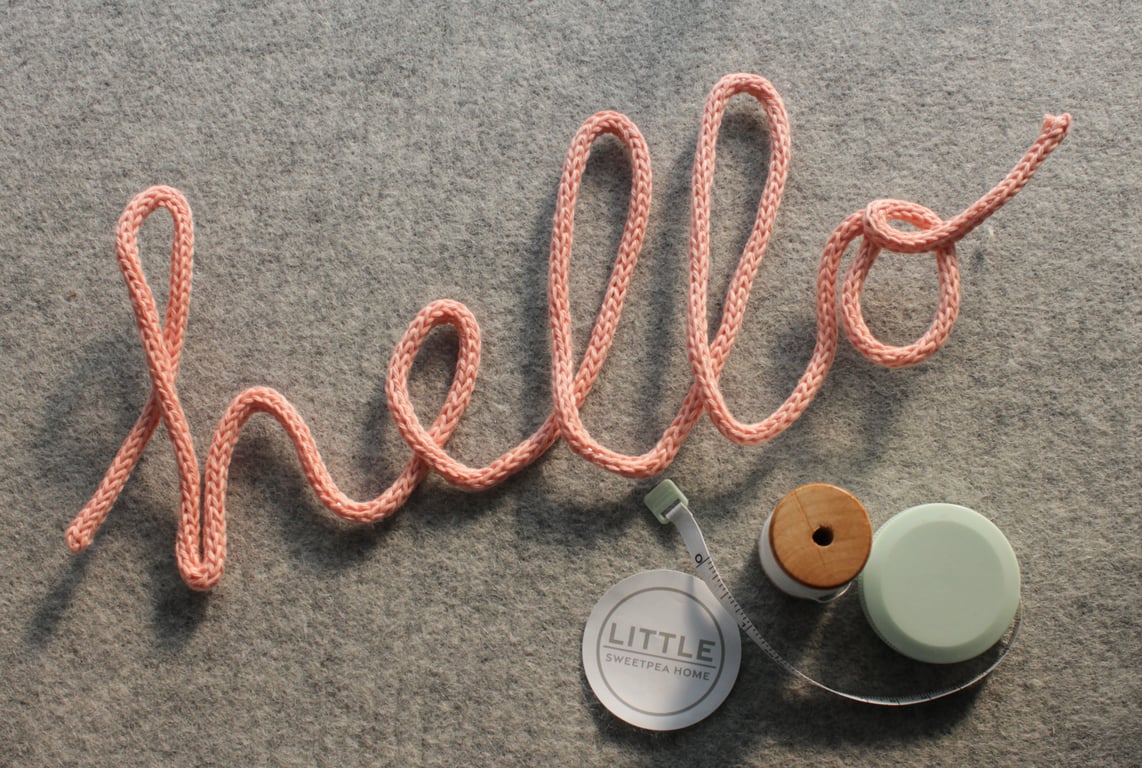 Knitted wire word art - 'hello'