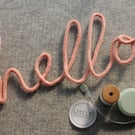 Knitted wire word art - 'hello'