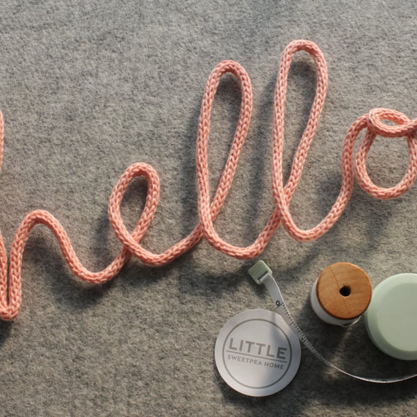 Knitted wire word art - 'hello'