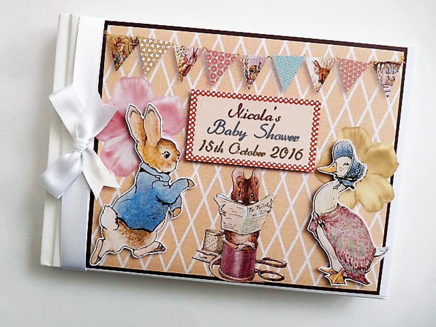 Peter Rabbit Birthday guest book, baby shower book, christening