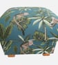Storage Footstool Fryetts MonkeysTeal Fabric Animals Pouffe Jungle Apes Green - Image 1