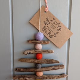 Driftwood and Felt Hanging Tree Decoration