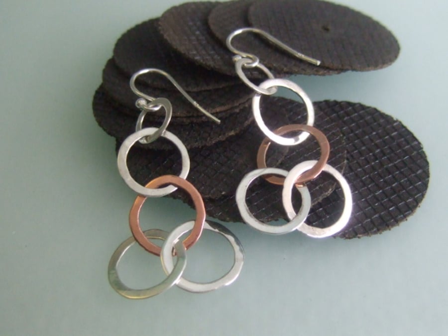 Recycled Sterling Silver and Copper Hoop earrings