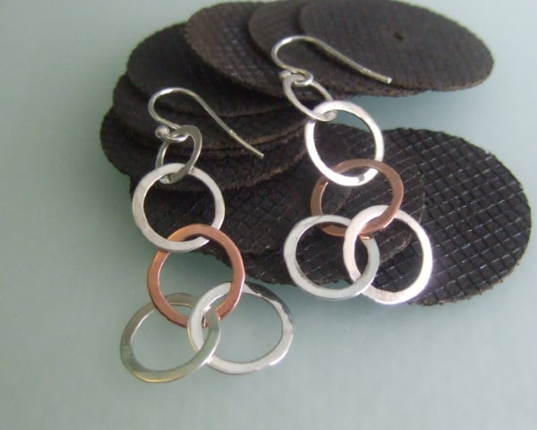 Recycled Sterling Silver and Copper Hoop earrings