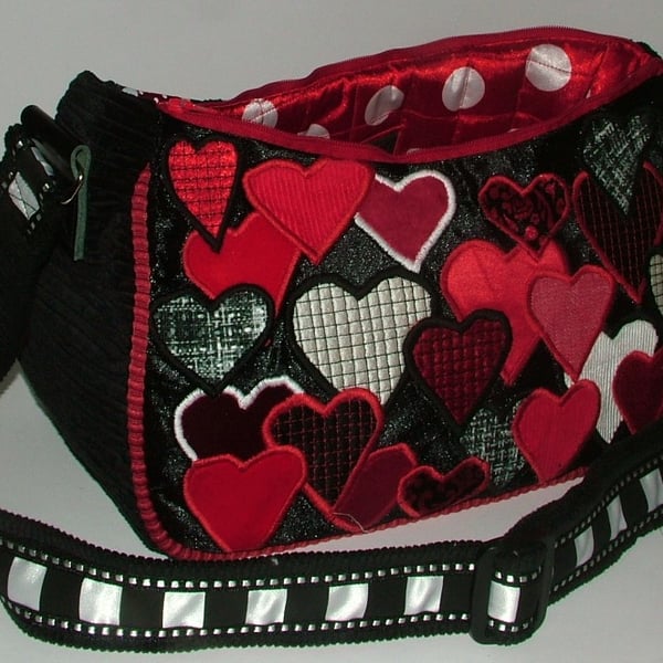 Queen of Hearts - Red, black and White heart handbag