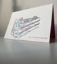 Letterpress and Lino printed Cake birthday card - Image 2