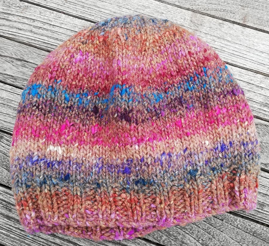 Hand knitted, Noro Wool Silk Slouchy Hat