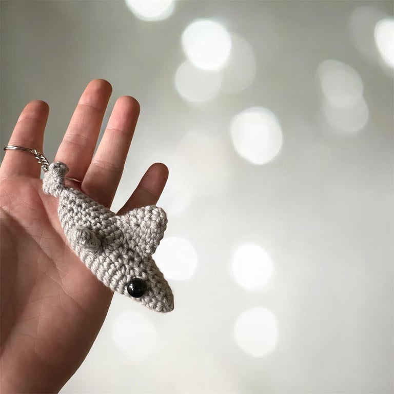 Handmade Crochet Shark Keychain Amigurumi Animal Bag Charm, Soft Plush Accessory
