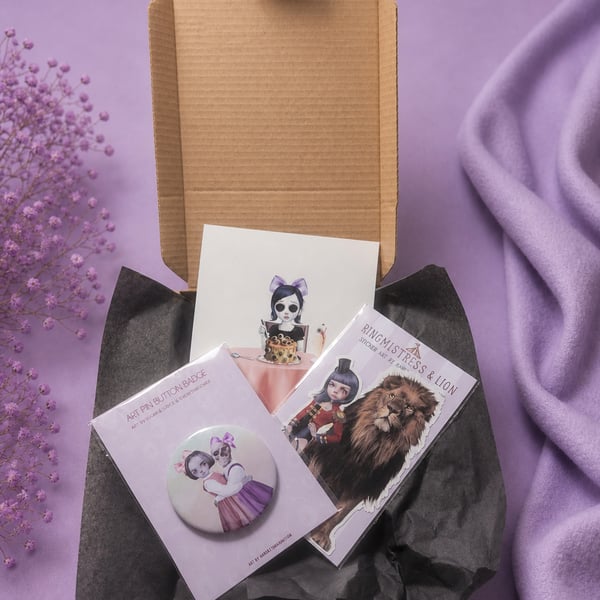 Mini Art Bundle Mystery Box - Suprise 4x6 Print, Badge and Sticker