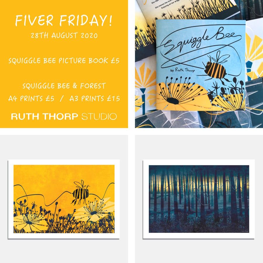 Fiver Friday Deal: Squiggle Bee Art Prints & Picture Book