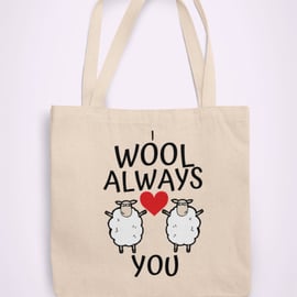 i wool always love you tote bag Reusable shopping bag- valentines gift present -