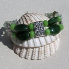 Nephrite Jade, Peridot & Green Prehnite Gemstone Beaded Bracelet "Serene Glory"