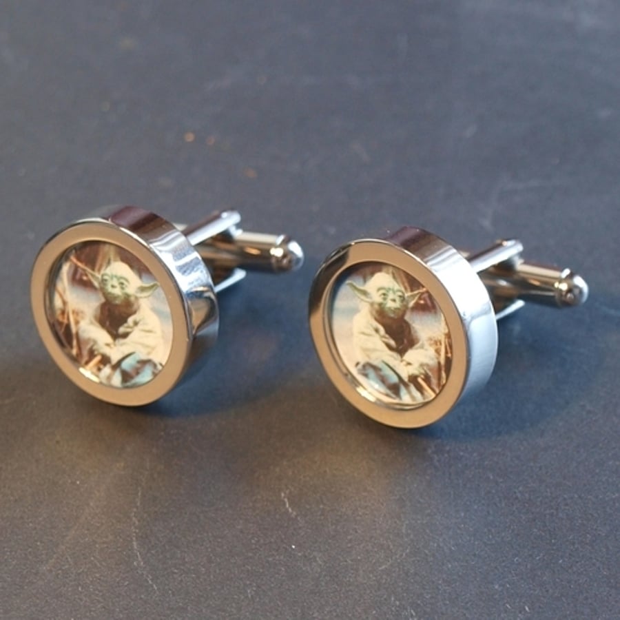 Yoda Cufflinks Star Wars Science Fiction Cufflinks Folksy