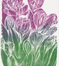 A4 Linocut Print of Tulips & Freesias. - Image 2