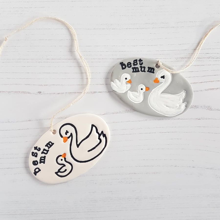 Swan and babies hanging decoration, Mother's Day gift