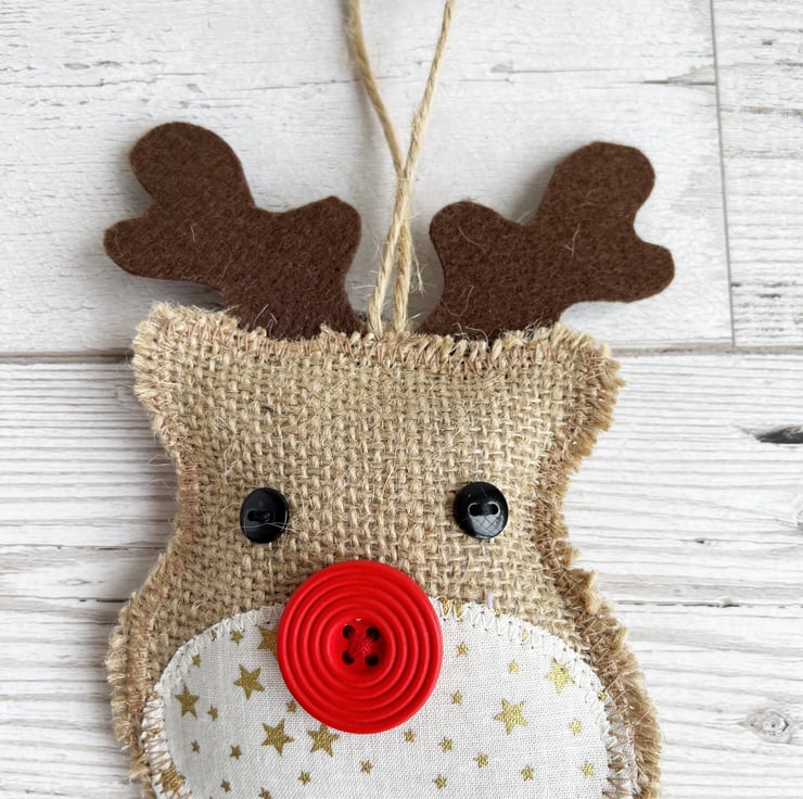 Rustic Reindeer Hanging Christmas Decoration - Folksy