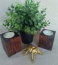 Set of 2 Wooden Tealight Holders - Dark Oak Finish Upcycled Pallet Wood