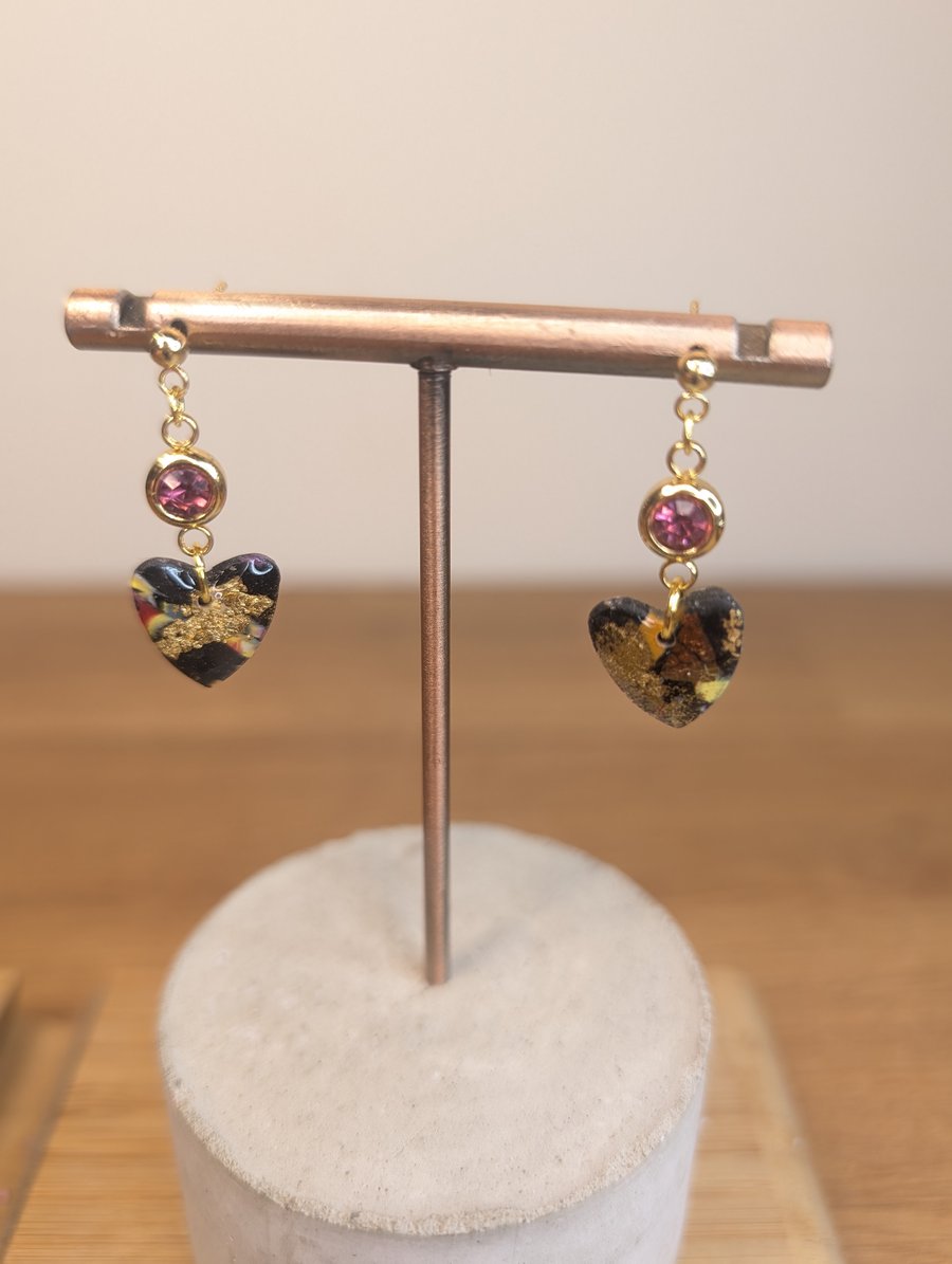 Summer bloom scrap small heart dangle dark pink 