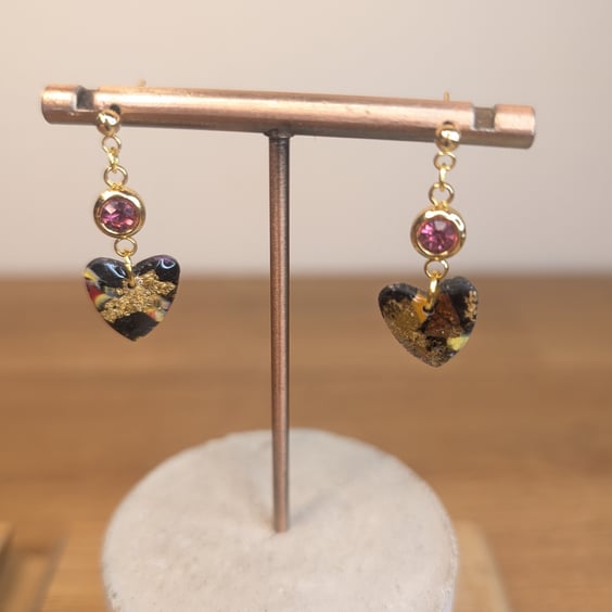 Summer bloom scrap small heart dangle dark pink 