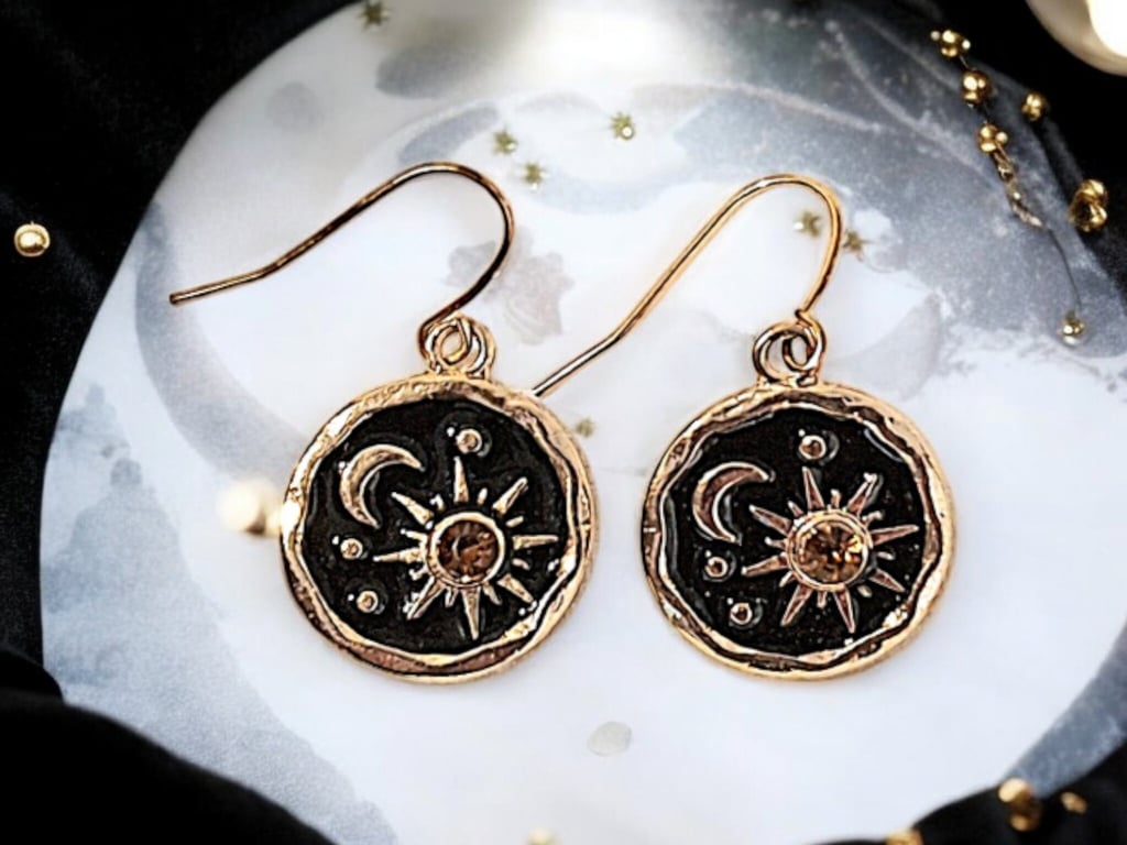 Moon earrings, mystical earrings, Gothic earrings,