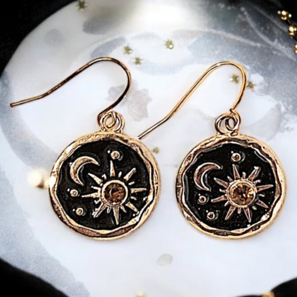Moon earrings, mystical earrings, Gothic earrings,