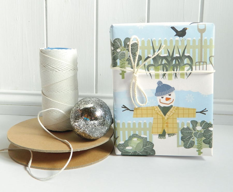 Winter Allotment Snowman Christmas Gift Wrapping Paper