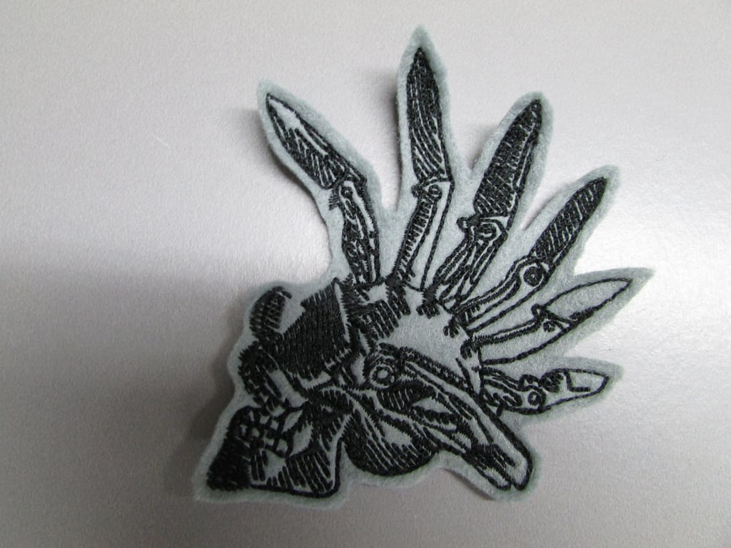 Embroidered Skull with Knives Applique Patch