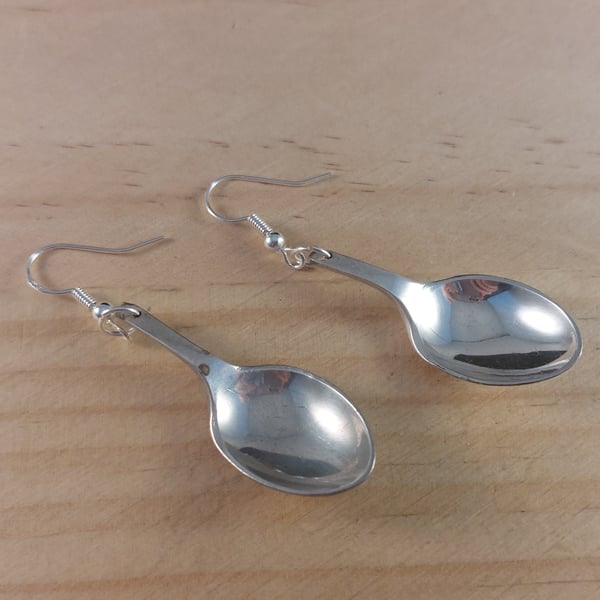 Upcycled Silver Plated Sugar Tong Spoon Earrings (SPE102509)