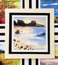 Blank Handpainted  Notelet Greetings Card Of Sun Behind Dunaverty Boat House - Image 1