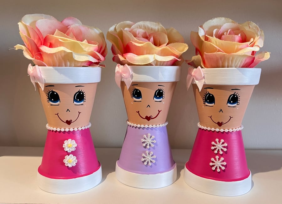 Mini pot ladies - hand painted 