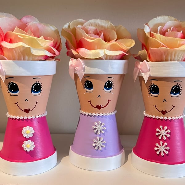 Mini pot ladies - hand painted 