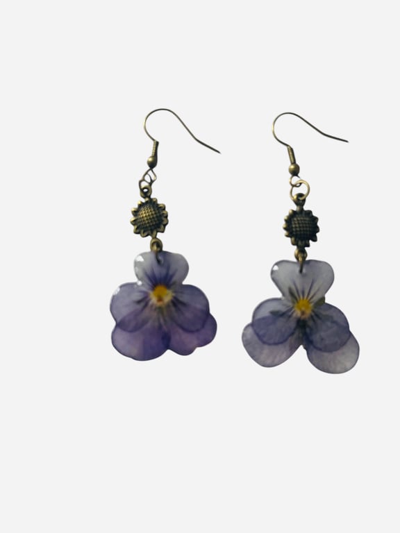 Pressed Flower Resin Earrings – Real Bloom Preserved in Resin – Botanical Jewelr