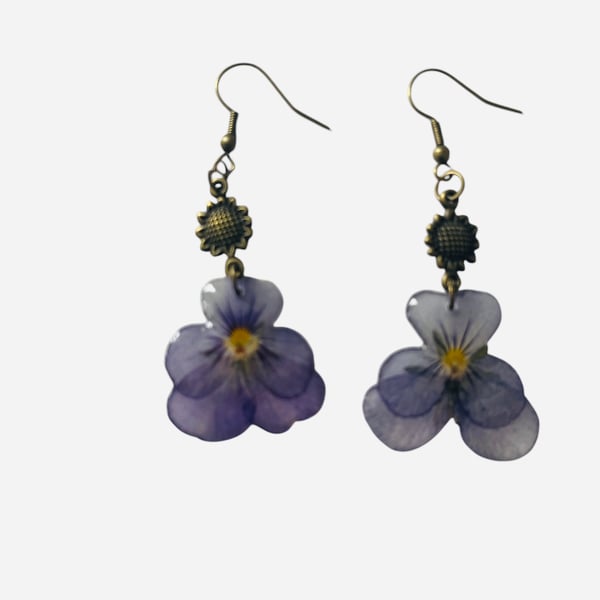 Pressed Flower Resin Earrings – Real Bloom Preserved in Resin – Botanical Jewelr