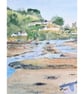 Noss Mayo Devon viewed from Bridgend Original Watercolour Painting Mounted - Image 7