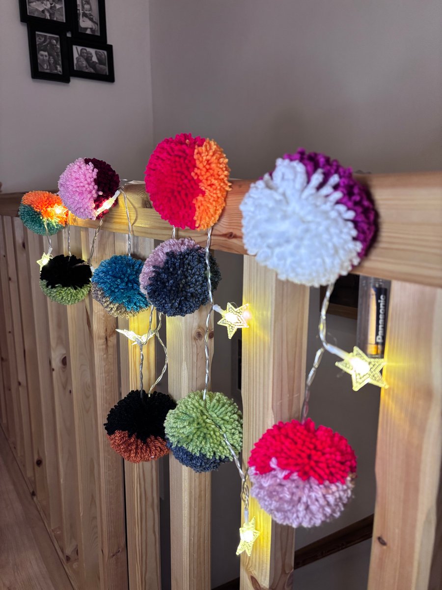 Pom pom fairy lights, pom pom garland