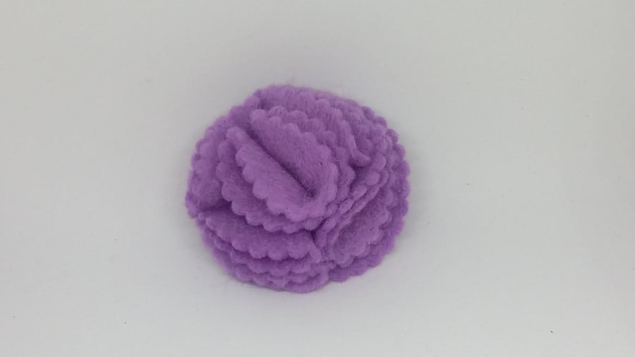 Purple felt flower brooch