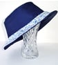Blue Sun Hat Bucket Hat Ditsy Floral Rim Navy Blue Duck Egg Reversible Shade - Image 1