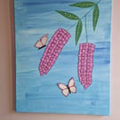 Buddleia and butterflies on a large canvas. 