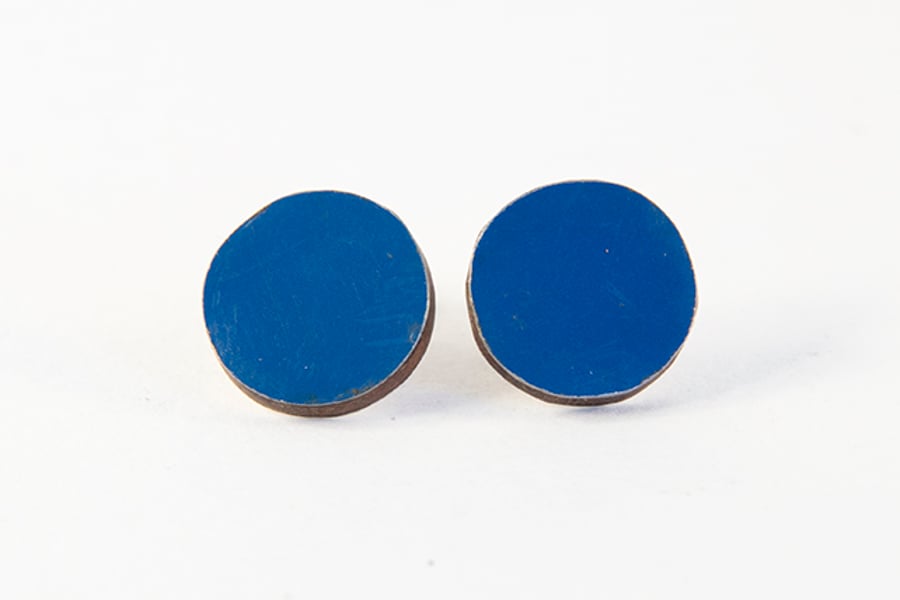 Tin Circle Large Stud Blue