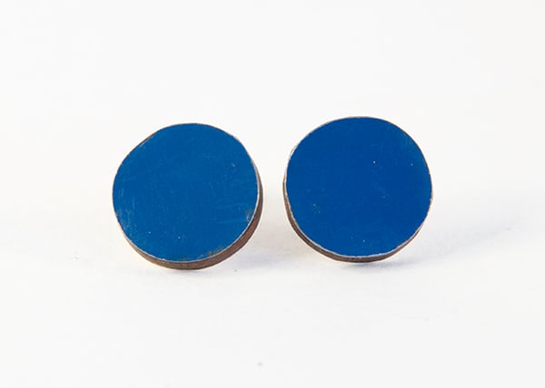 Tin Circle Large Stud Blue