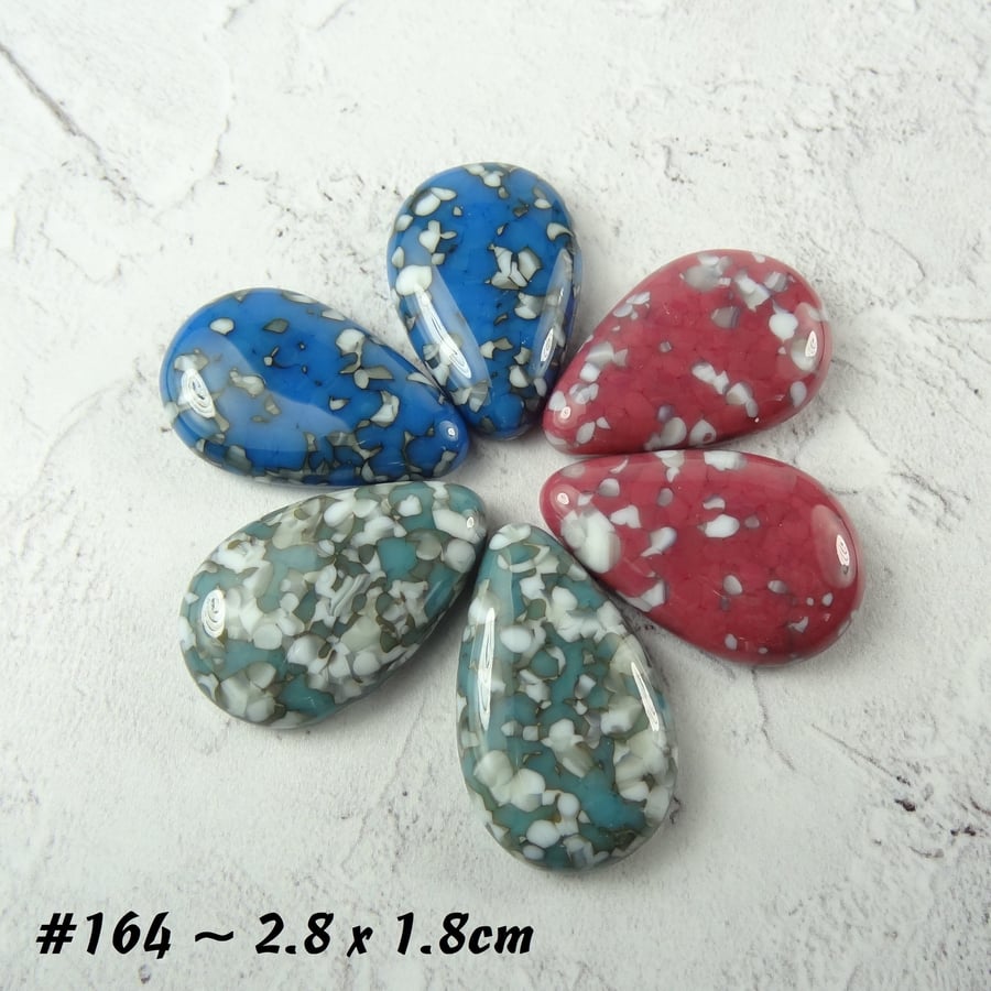 6 art glass cabochons for jewellery making wire wrapping art mosaics (164)