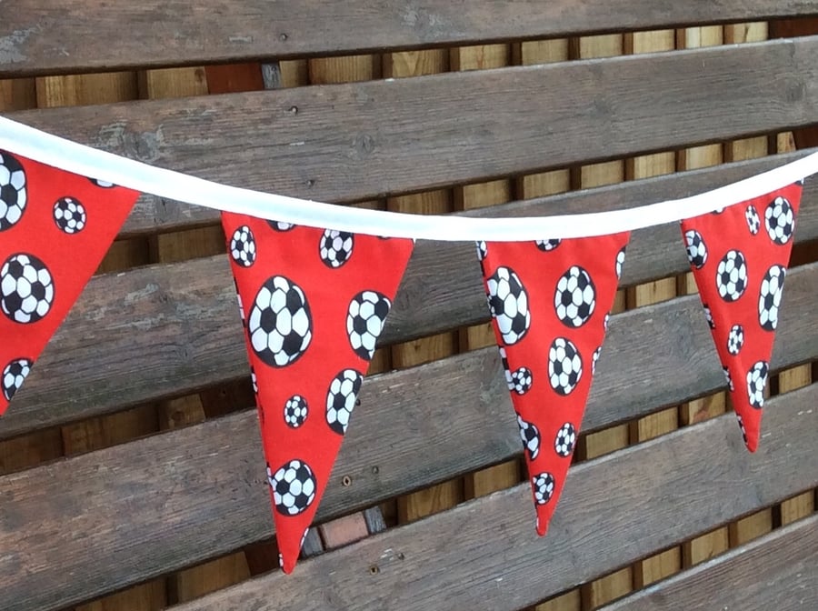 Football Bunting, in Red Fabric, Bedroom Decoration, Party, Birthday