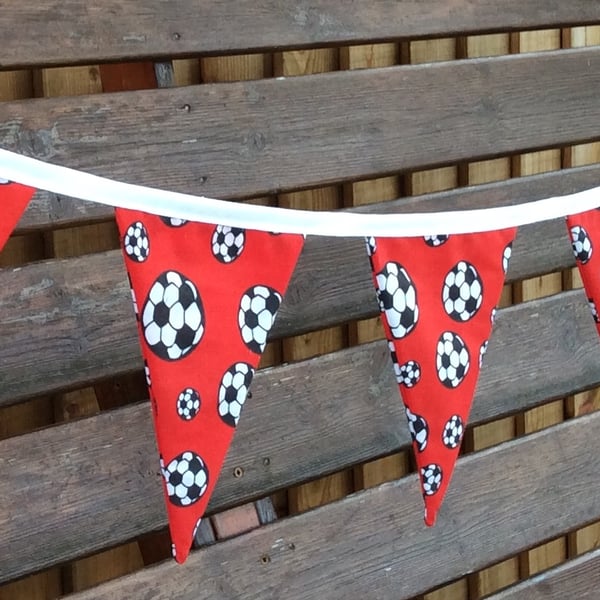 Football Bunting, in Red Fabric, Bedroom Decoration, Party, Birthday