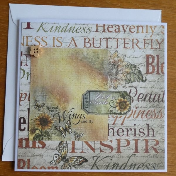 Butterfly & Sunflowers Card - Just a Note