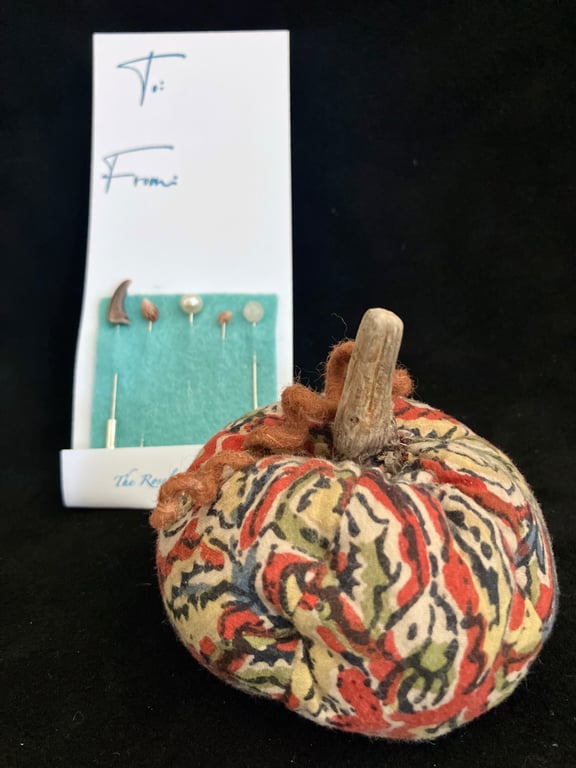 Pumpkin Pin Cushion plus, one pack of Tidal Treasure Pins 