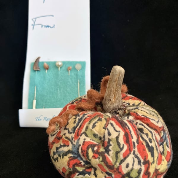 Pumpkin Pin Cushion plus, one pack of Tidal Treasure Pins 